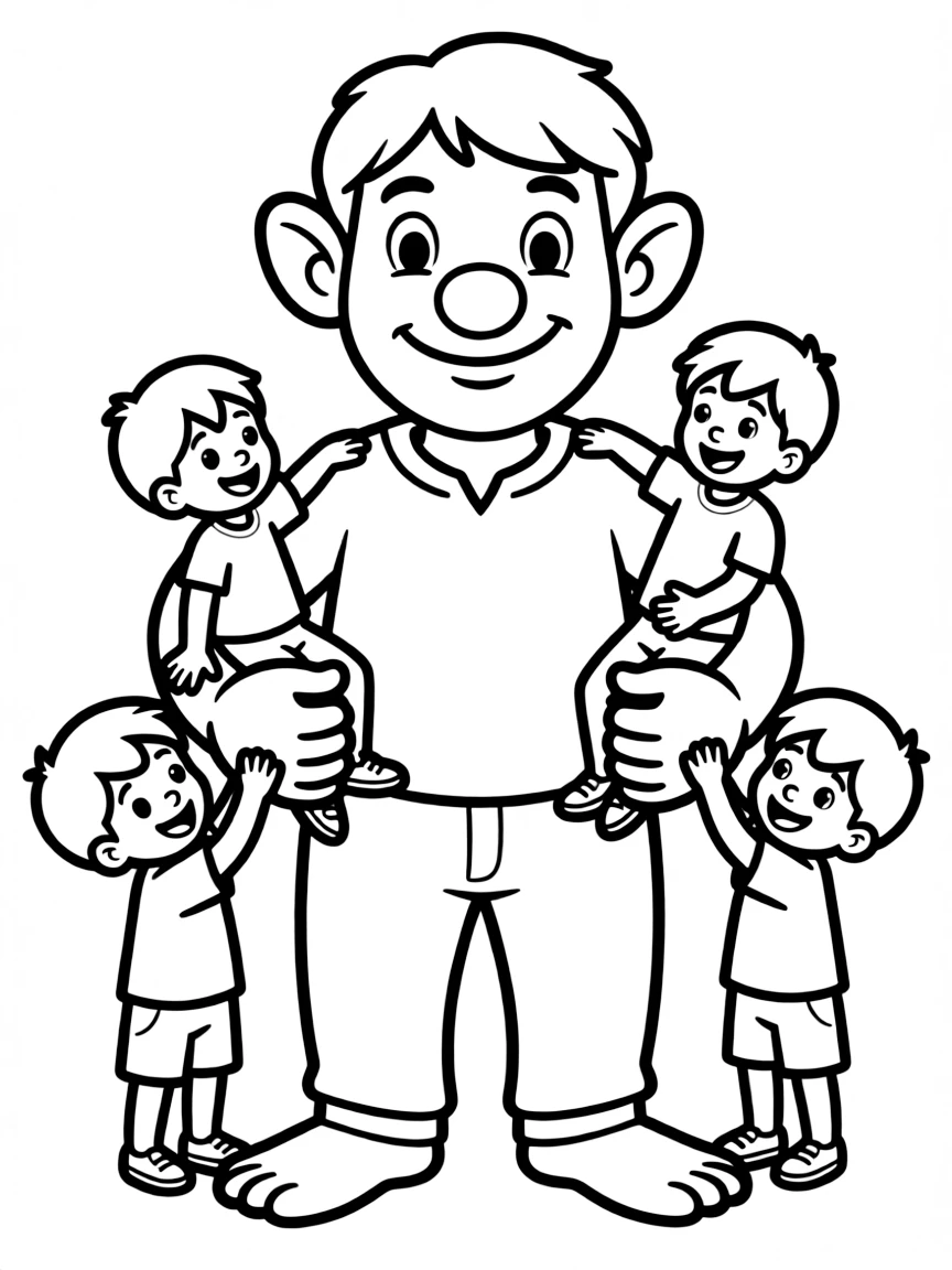 Teacher troll with tiny students climbing on its arms