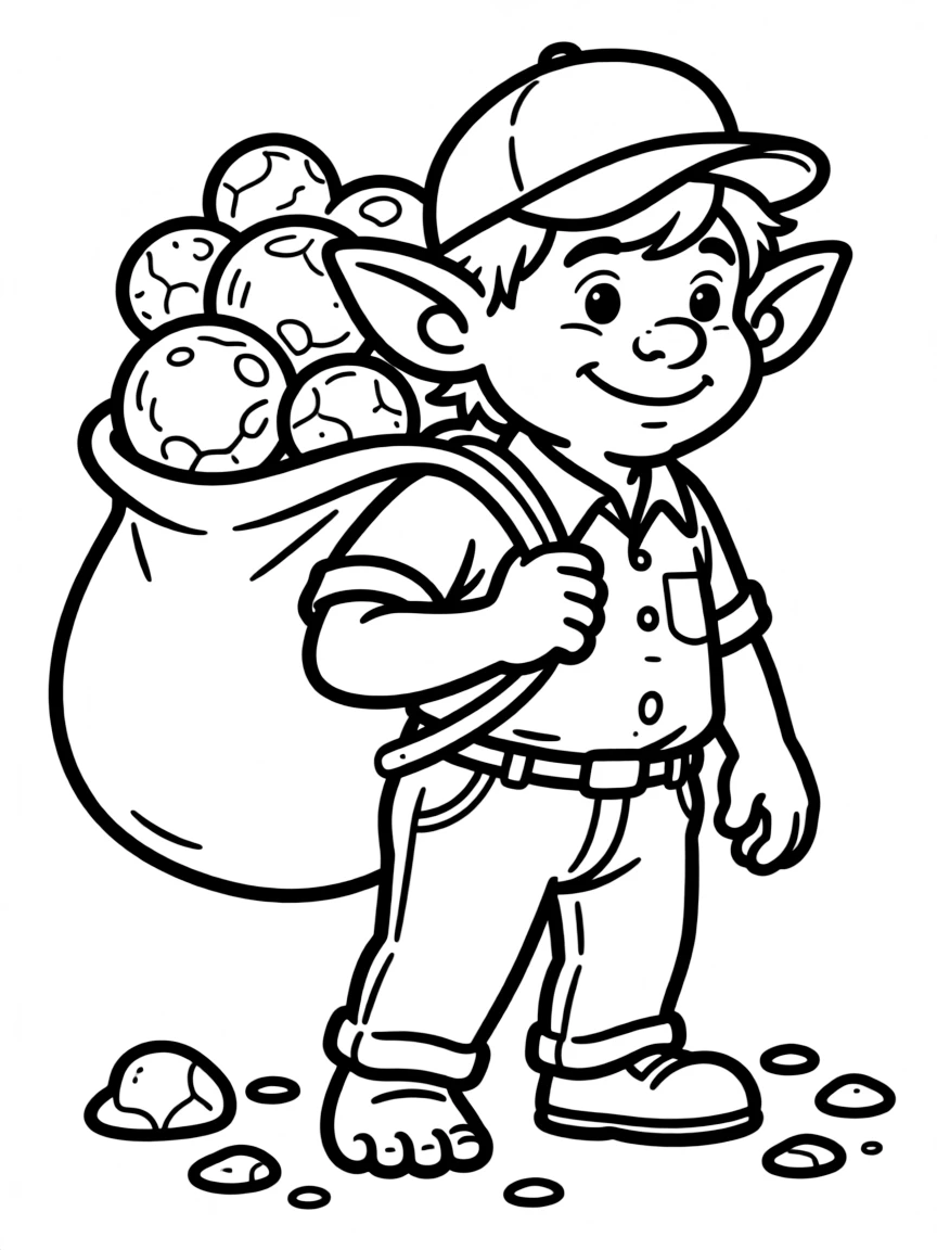 Troll mail carrier with sack full of boulders