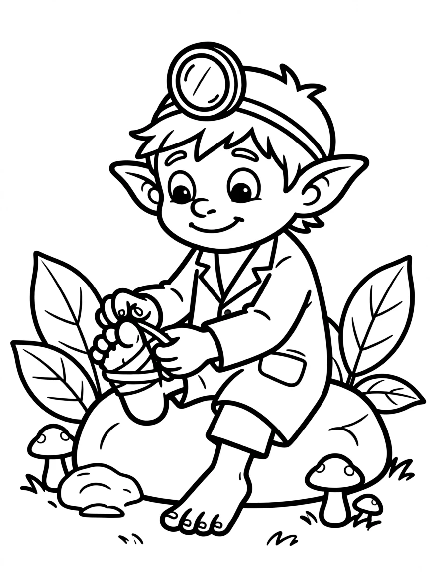 Troll doctor bandaging its own toe