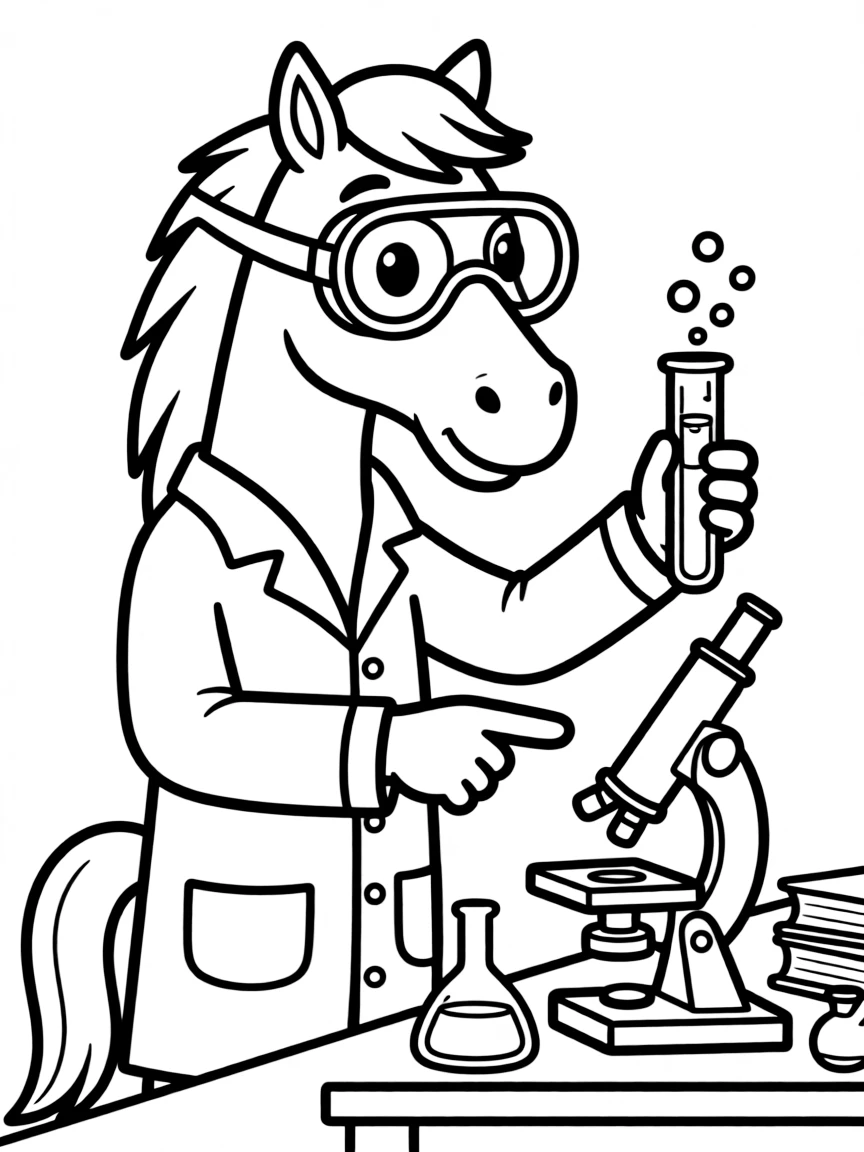 Centaur scientist in lab coat and safety goggles