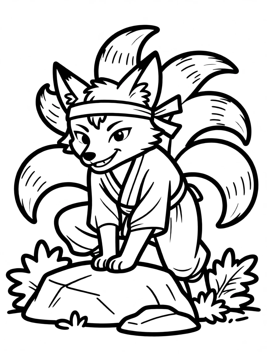 Ninja kitsune whose tails keep giving away its hiding spot