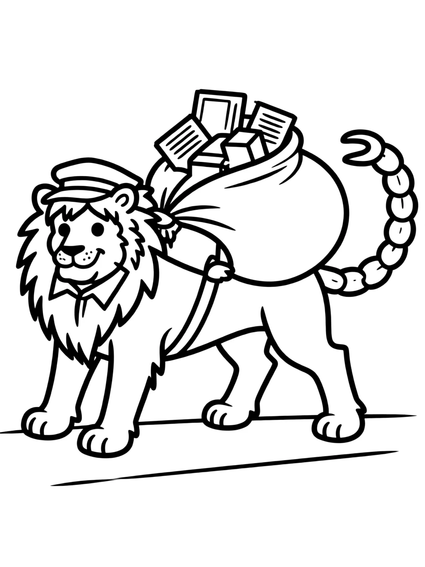 Manticore mail carrier with bulging mailbag