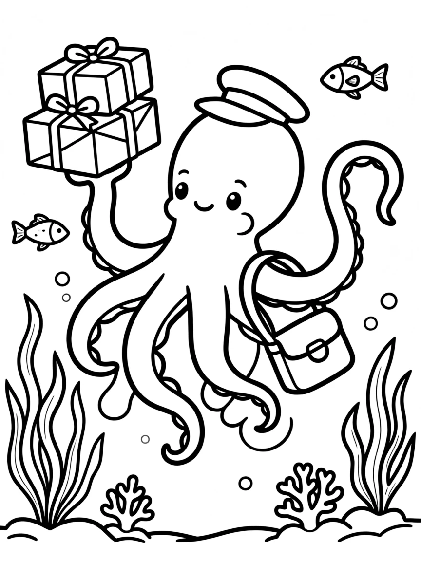 Kraken mail carrier delivering underwater packages