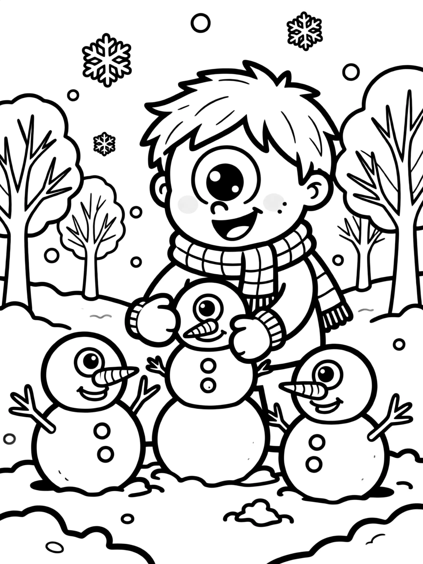Winter cyclops making snow cyclops friends