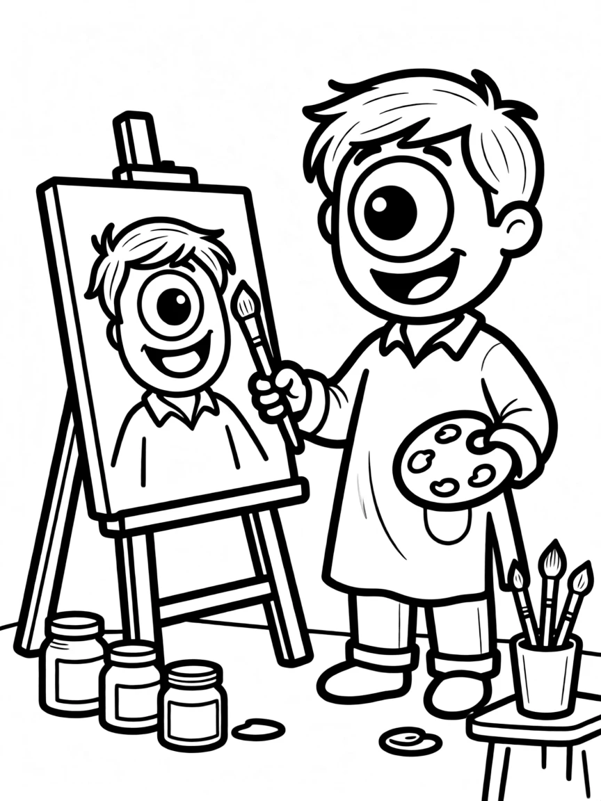Artist cyclops painting self-portrait collection