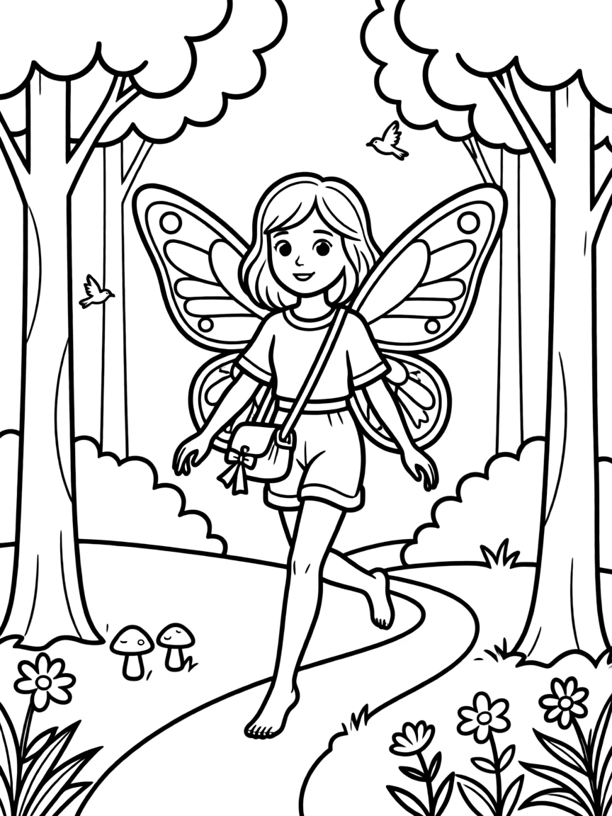 Mail carrier nymph delivering messages through forest