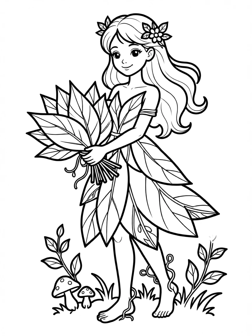 Mail carrier dryad delivering leaf-wrapped messages
