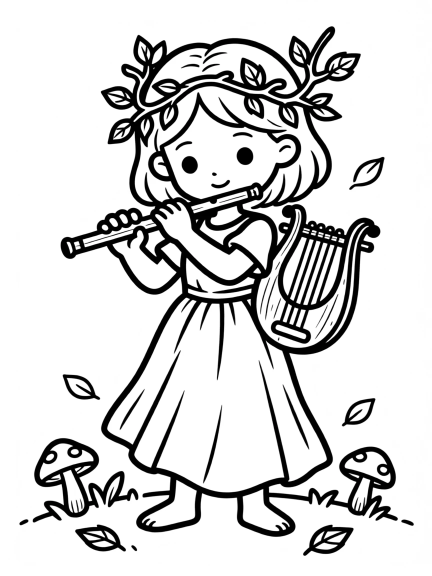 Musician dryad playing wooden instruments