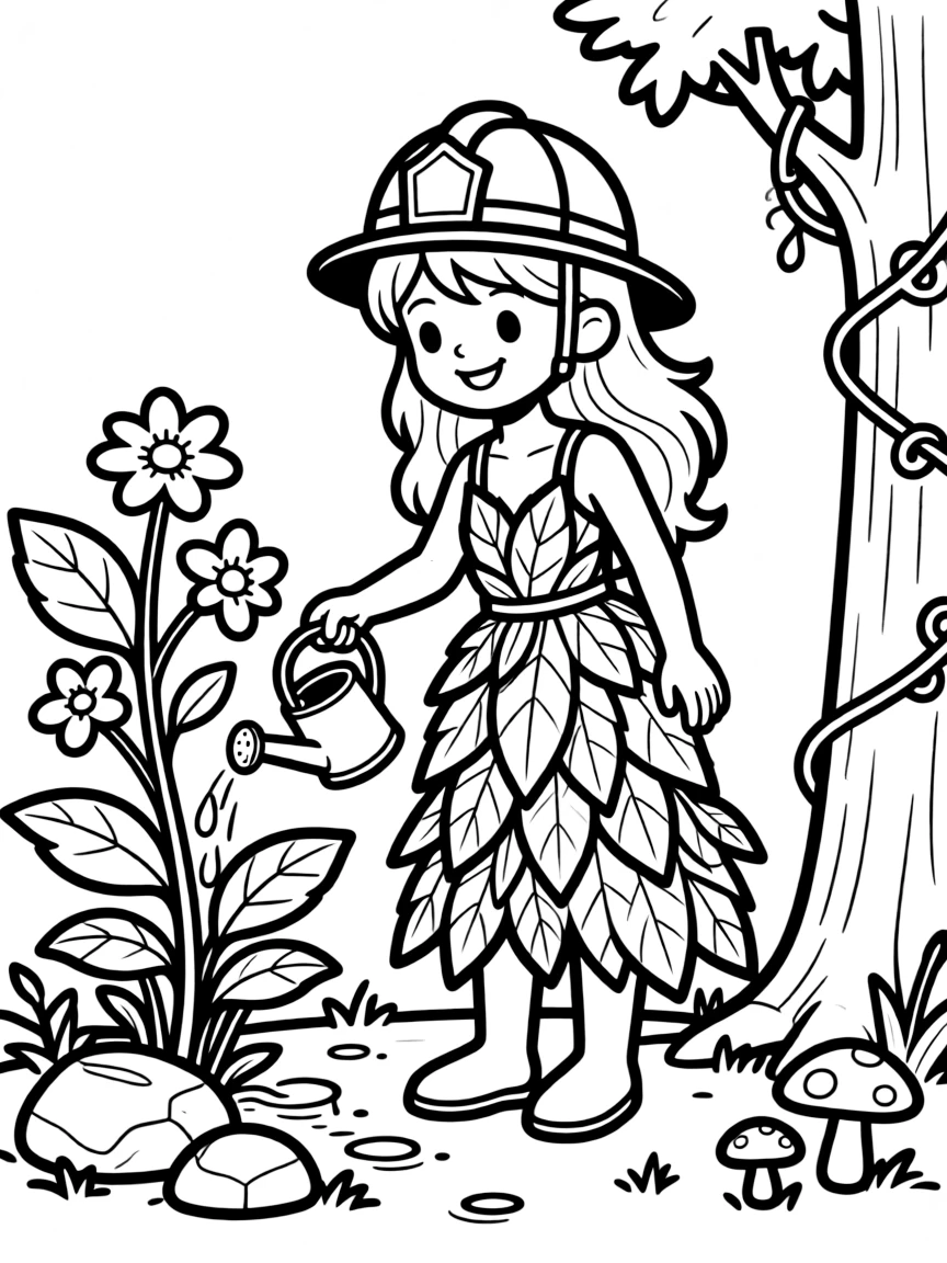 Firefighter dryad growing water plants to help