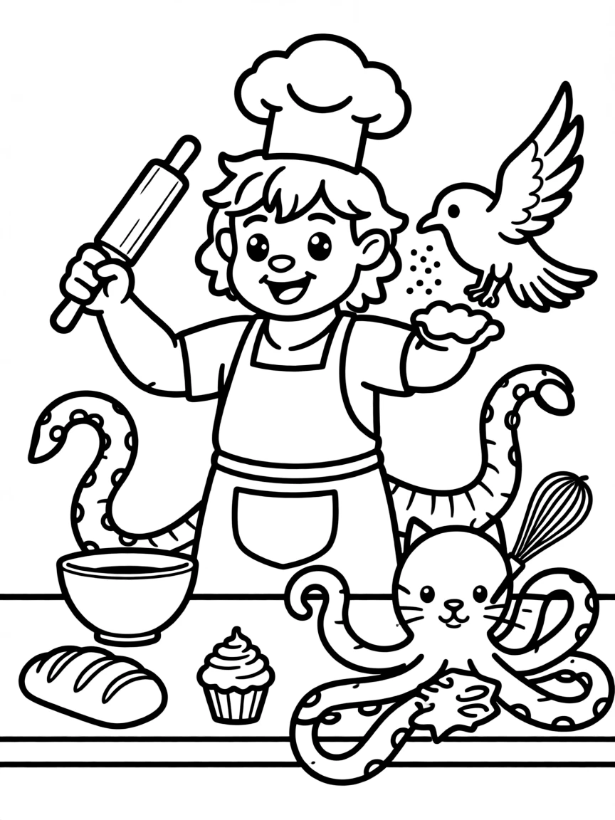 Baker chimera using different body parts to multitask