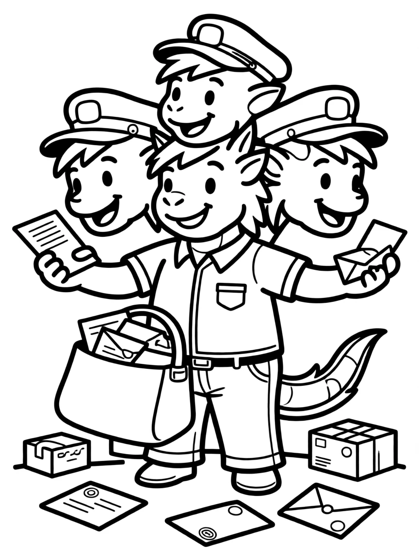 Mail carrier chimera sorting mail with multiple heads