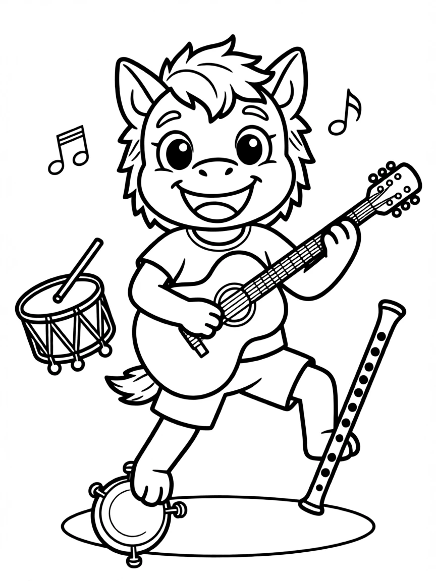 Musician chimera playing different instruments per limb