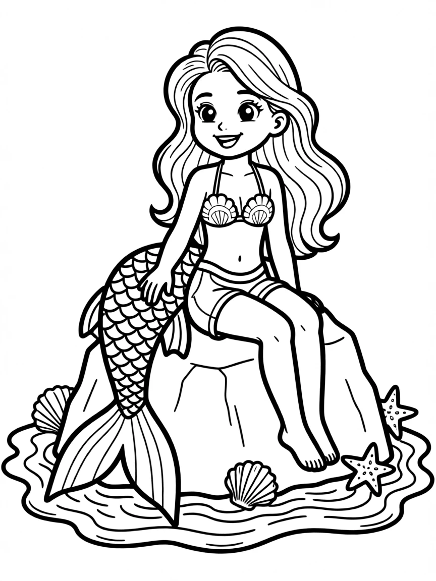 Mermaid with the ability to temporarily transform her tail into human legs