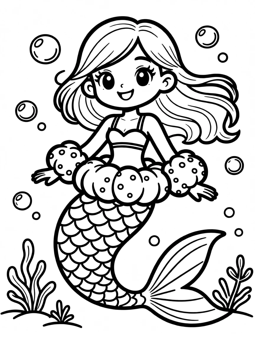 Mermaid fashionista with the latest trend: pufferfish-inspired puffy accessories