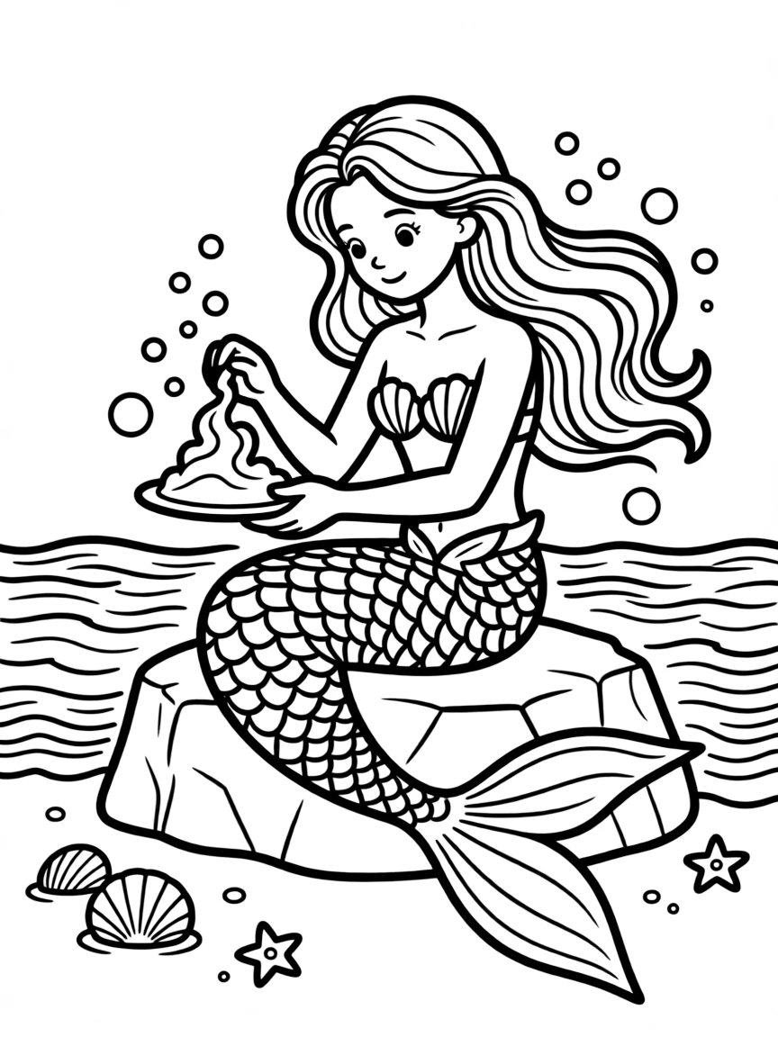 Mermaid glass-blower creating delicate art from heated sand