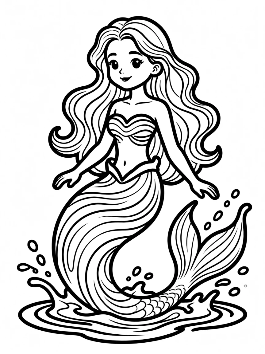 Elemental mermaid made entirely of living, flowing water