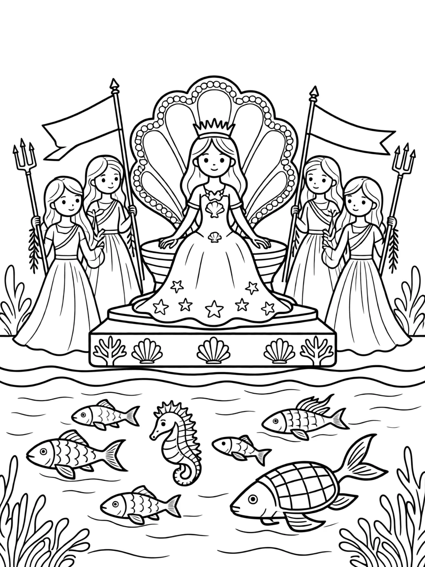 Coronation ceremony for the new mermaid monarch with elaborate processions