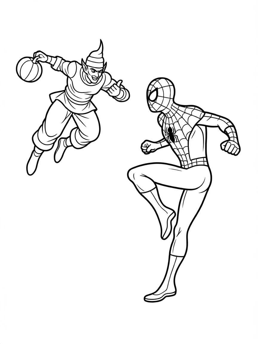 Spider-Man facing off against the Green Goblin