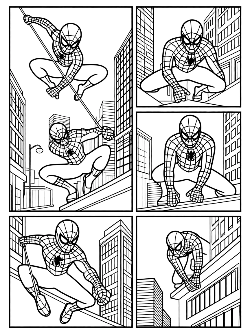 Spider-Man in a comic book panel layout page