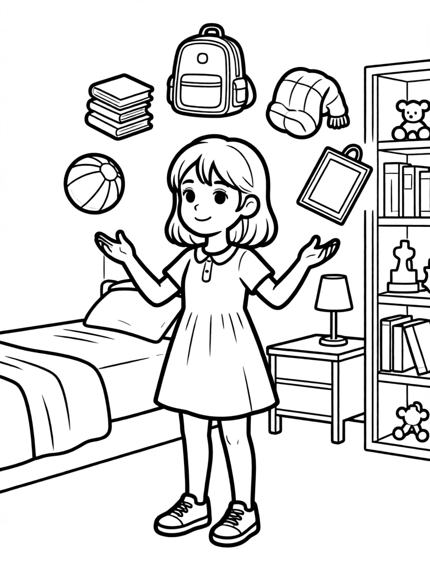 Matilda Wormwood using her telekinetic powers to move objects around her room