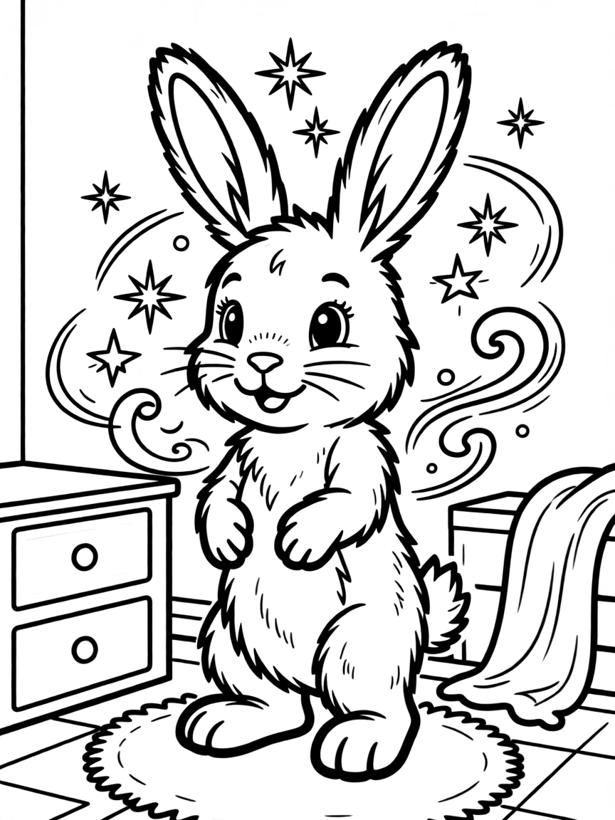 The Velveteen Rabbit becoming real with magical sparkles around him