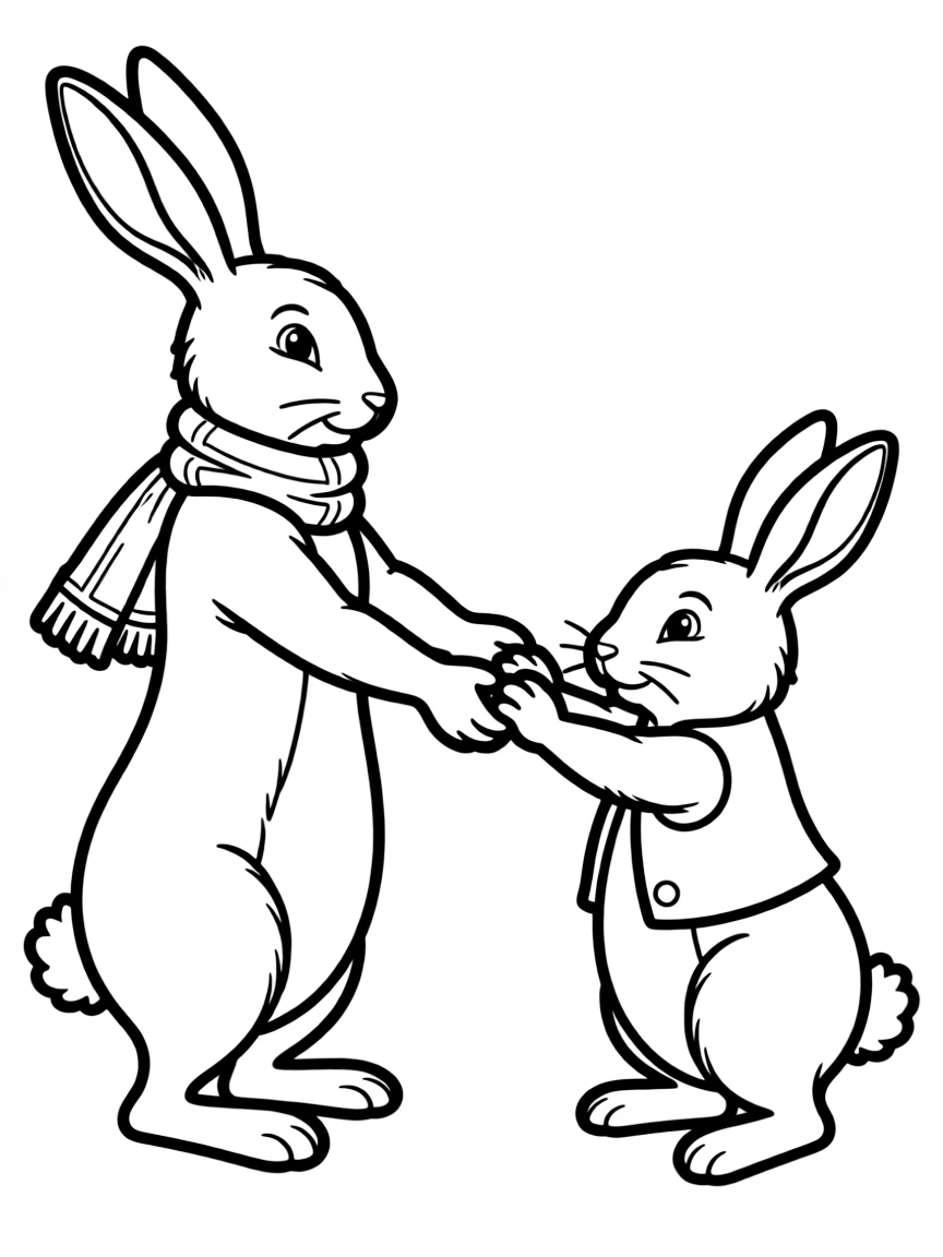 Big Nutbrown Hare and Little Nutbrown Hare stretching their arms to show their love
