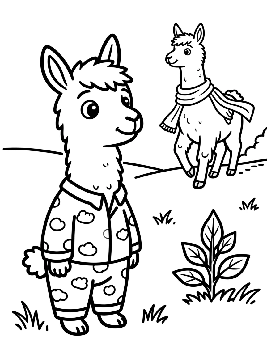Llama Llama in red pajamas waiting for Mama Llama to return