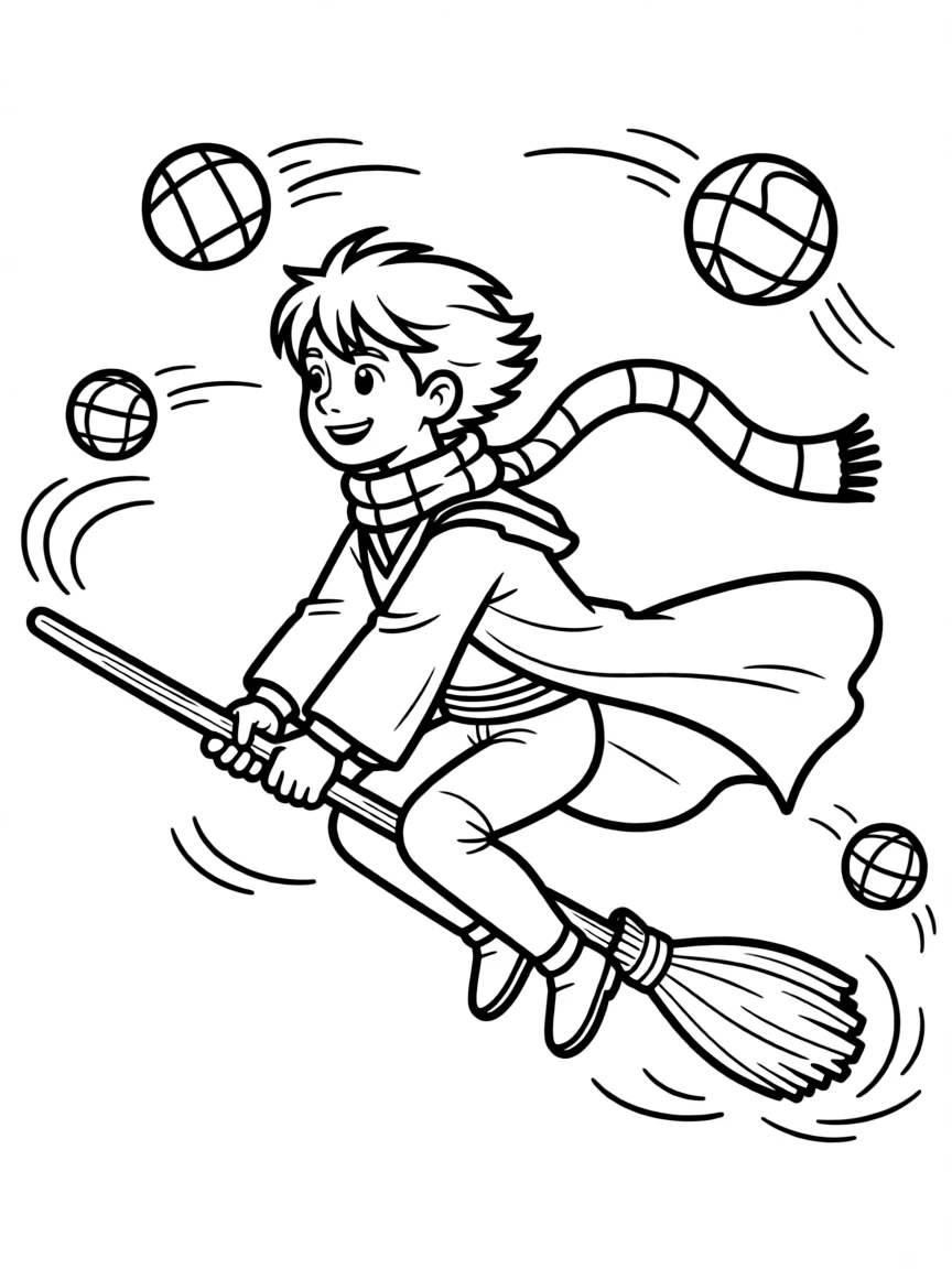 Draco Malfoy on his broomstick during a Quidditch match