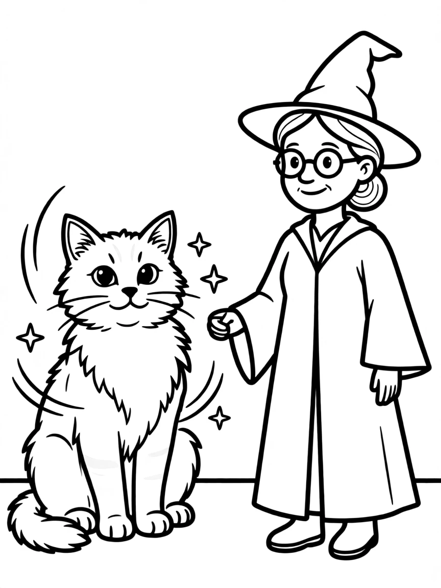 Professor McGonagall transforming from a cat to human form