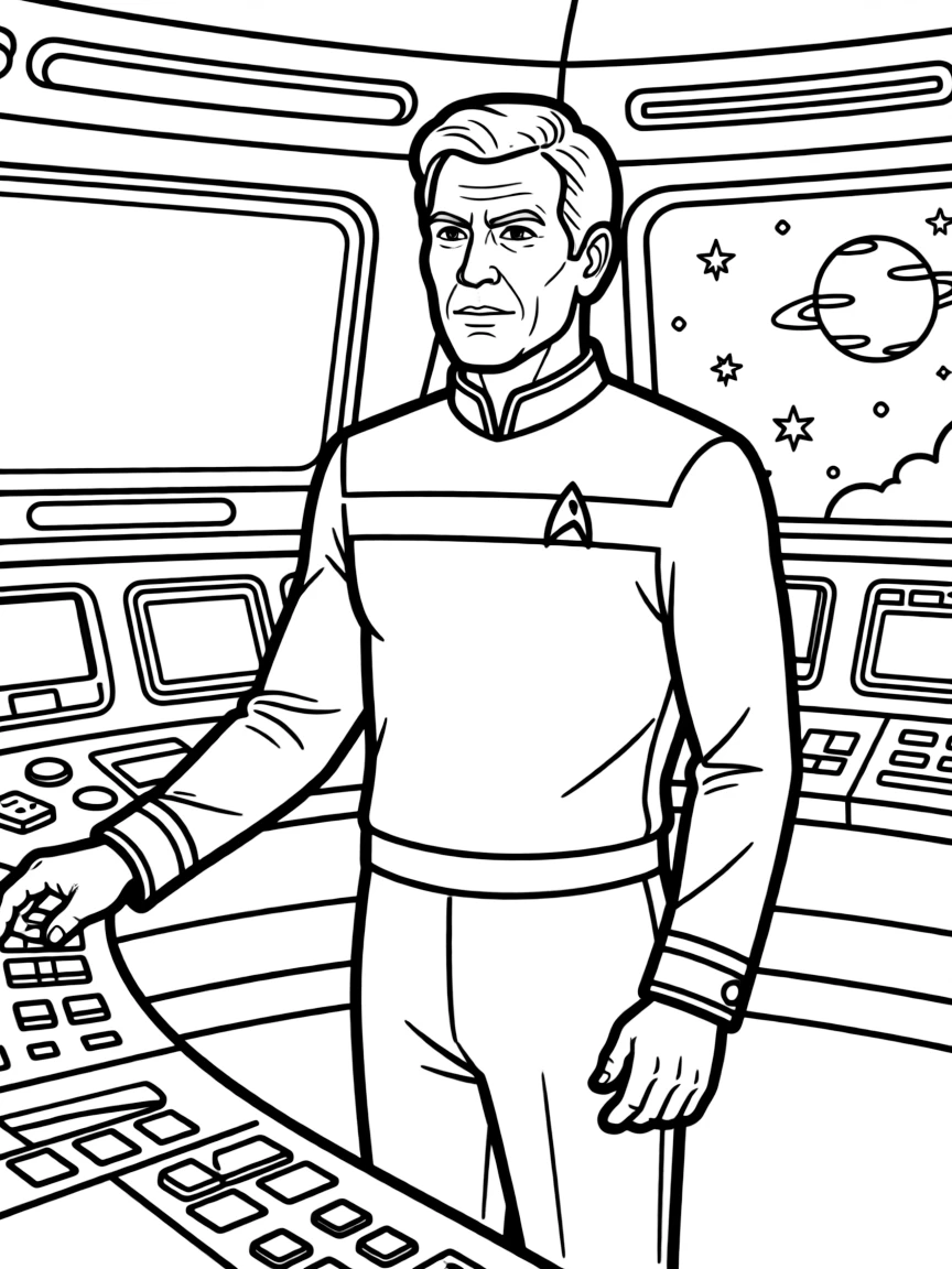 Captain Jean-Luc Picard on the bridge of the Enterprise