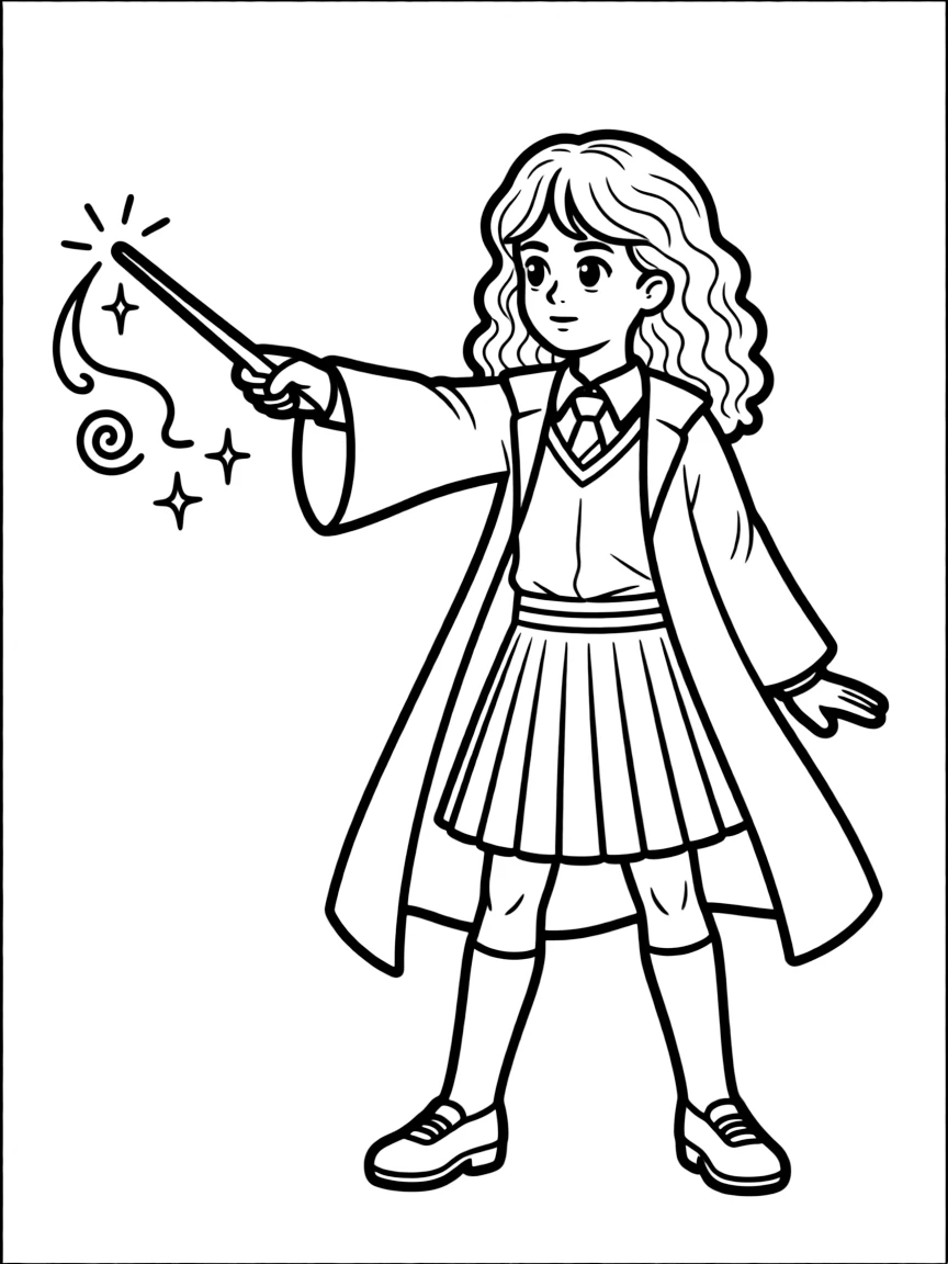 Hermione Granger casting a spell with her wand