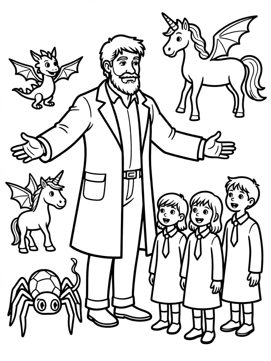 Rubeus Hagrid introducing first-years to the magical creatures