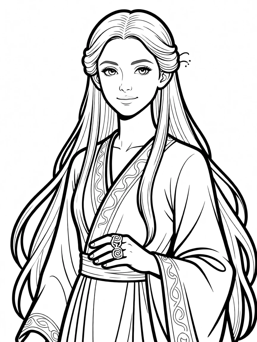Galadriel in her white robes with her ring of power