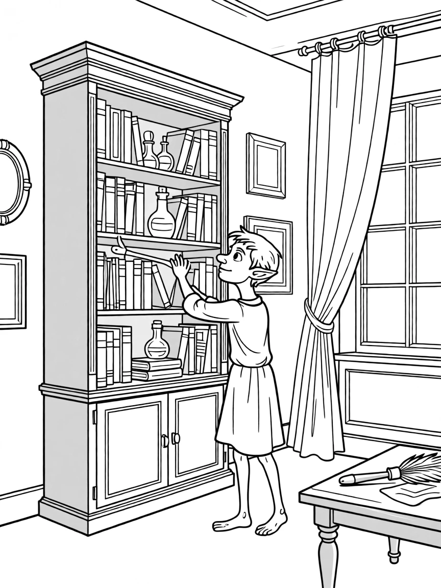 Kreacher the house elf cleaning Grimmauld Place