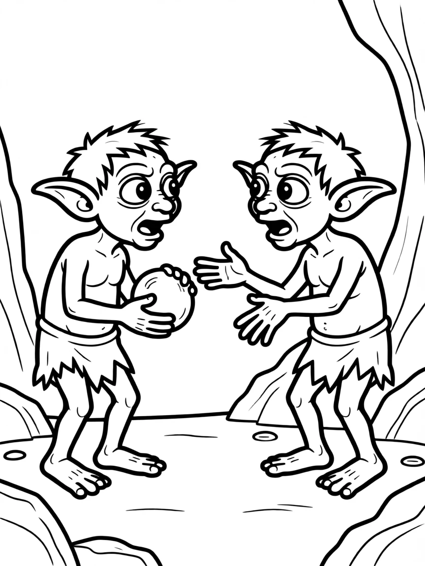Gollum arguing with himself about the "precious"