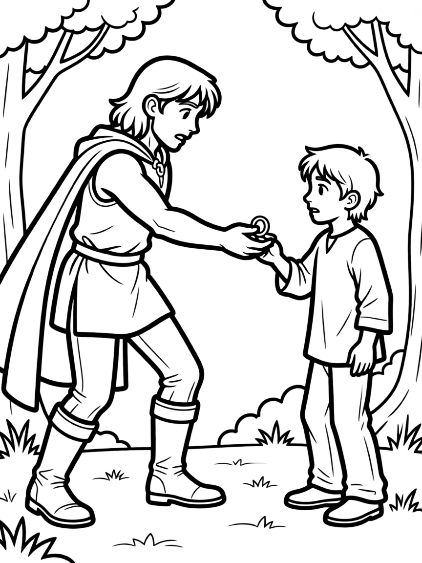 Boromir trying to take the ring from Frodo