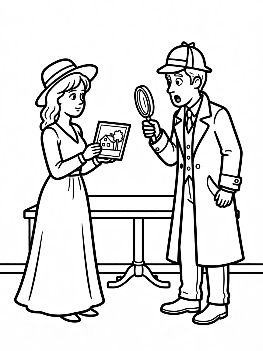 Irene Adler outsmarting Sherlock Holmes with the photograph