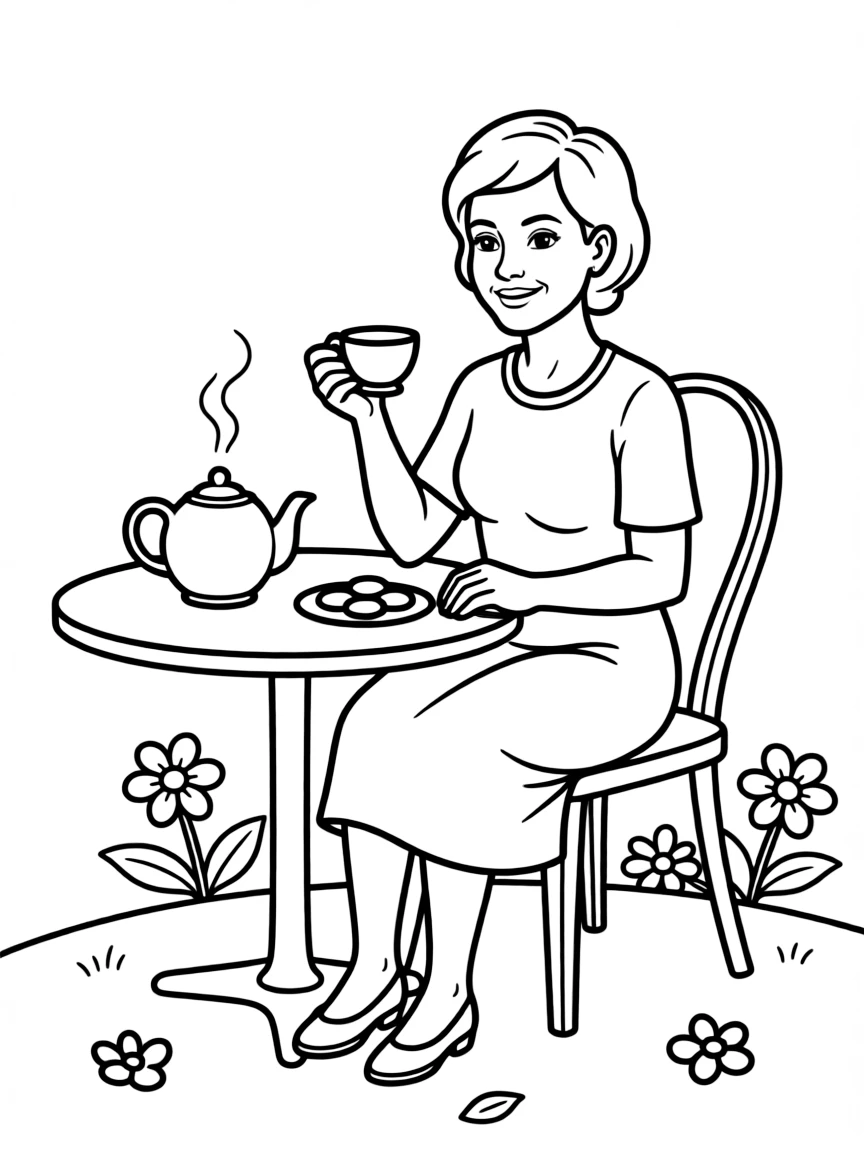 Precious Ramotswe from "The No. 1 Ladies' Detective Agency" enjoying tea