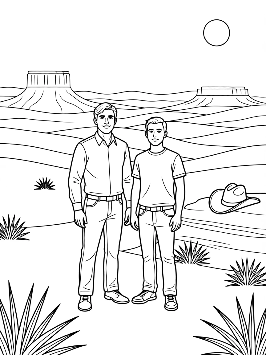 Leaphorn and Chee from Tony Hillerman's novels in the Navajo Nation landscape