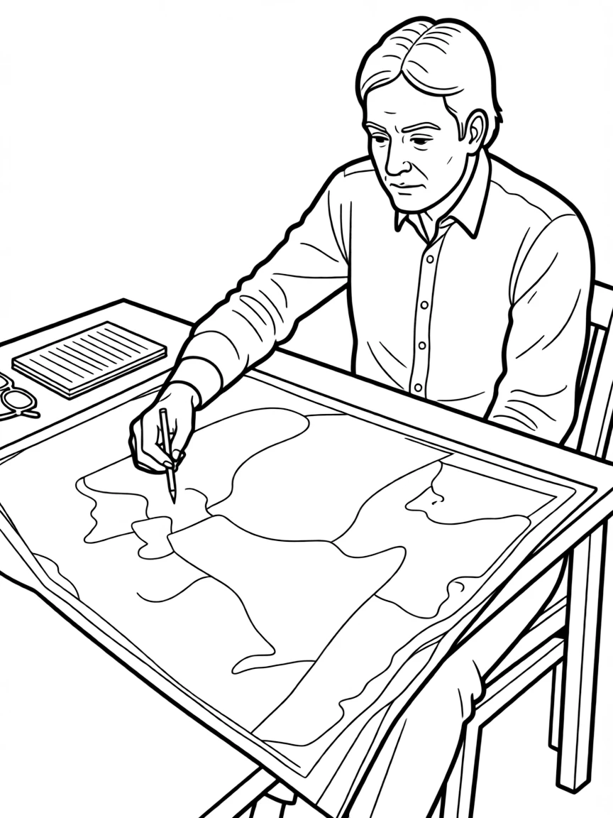 Joe Leaphorn studying a map of the Navajo reservation