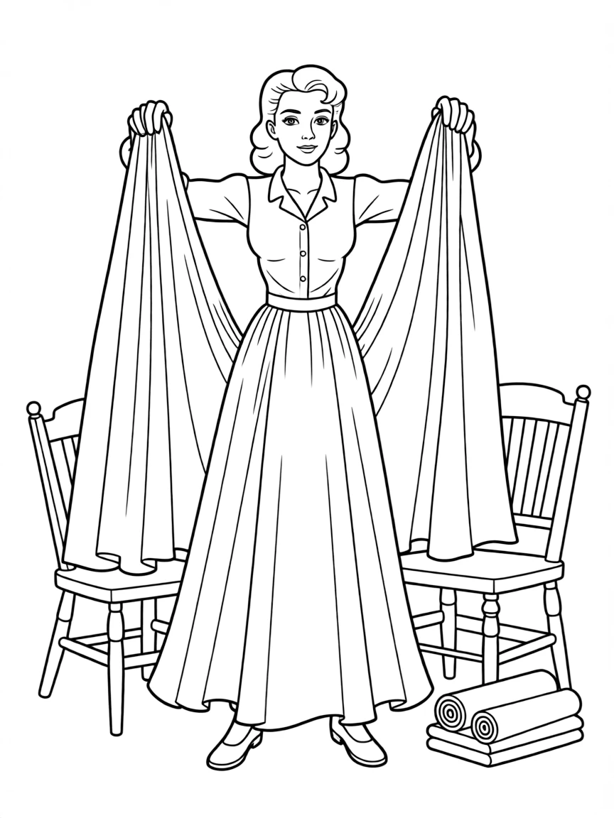 Scarlett O'Hara making a dress from curtains at Tara