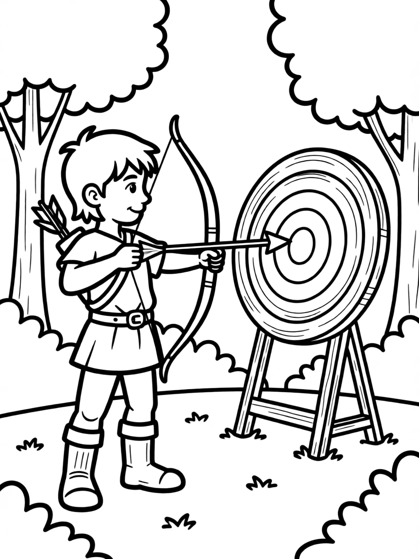 Robin Hood splitting an arrow with his own at the archery contest