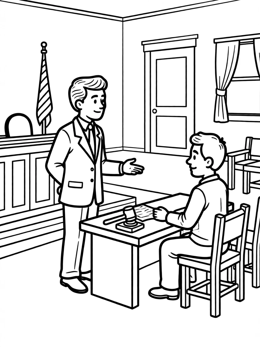Atticus Finch defending Tom Robinson in the courtroom