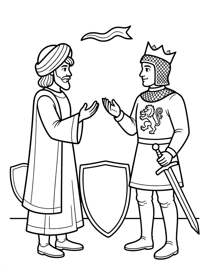 Saladin and Richard the Lionheart in respectful confrontation
