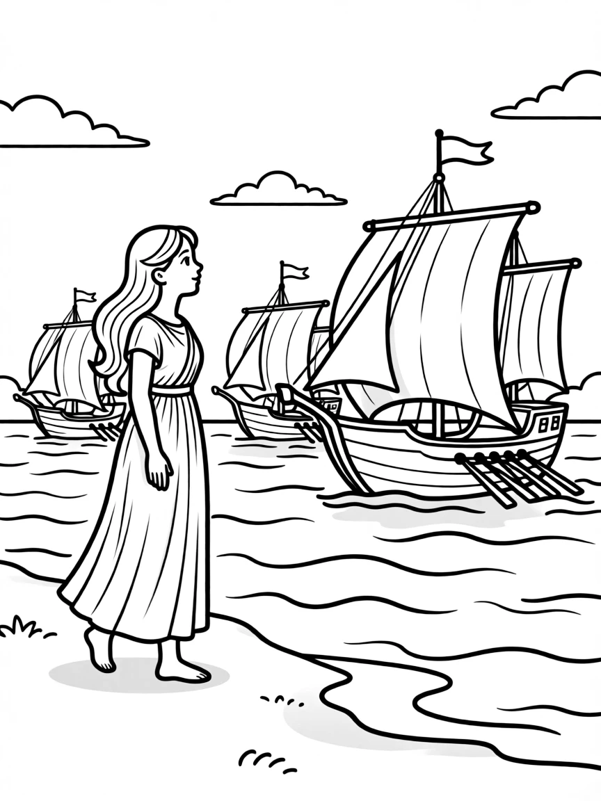 Helen of Troy watching the Greek ships approach