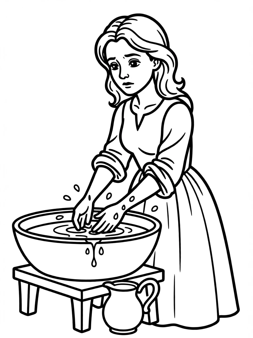 Lady Macbeth trying to wash imaginary blood from her hands