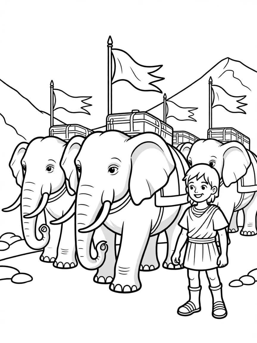 Hannibal crossing the Alps with his elephants