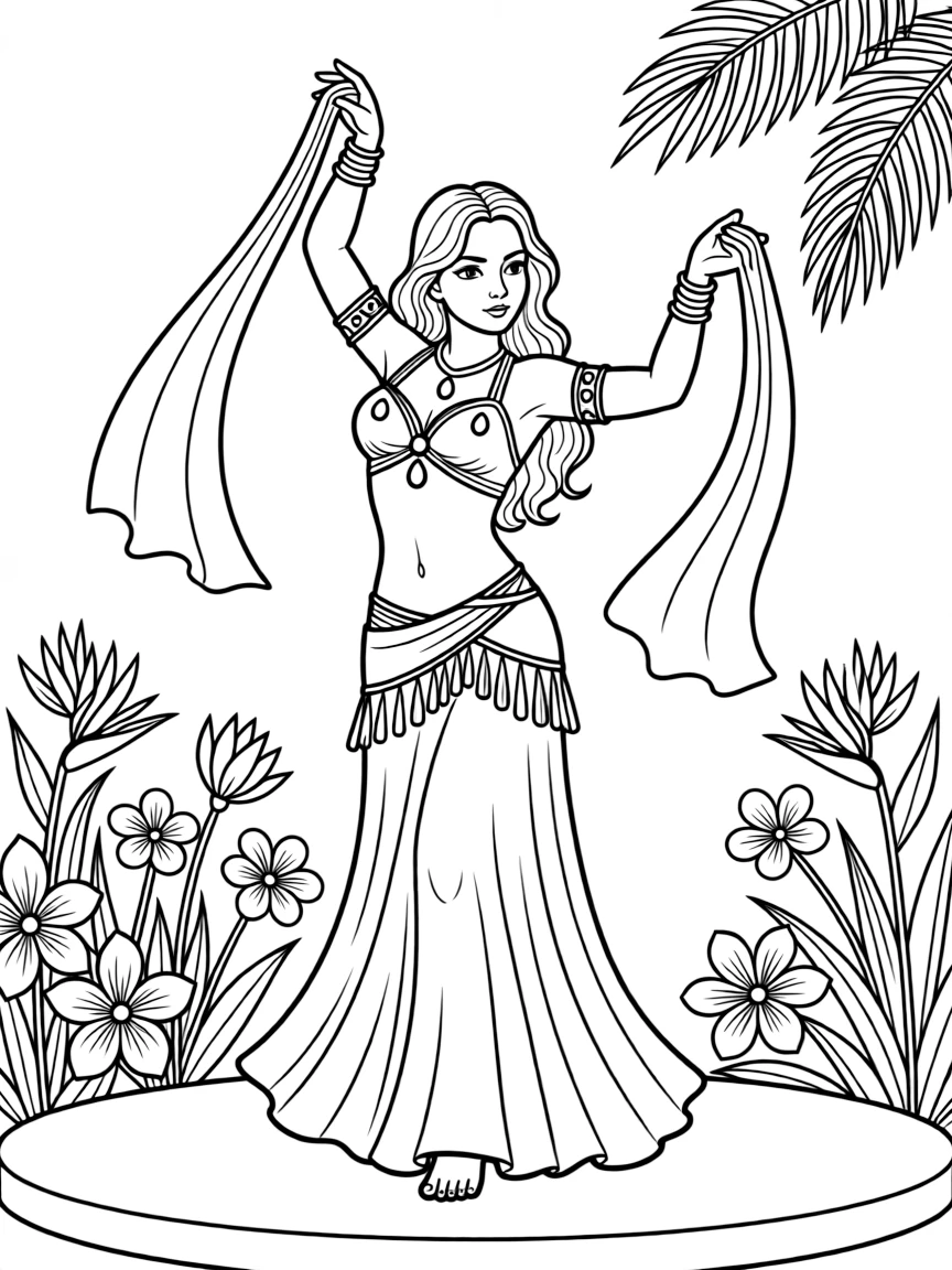 Mata Hari dancing in exotic costume as a spy