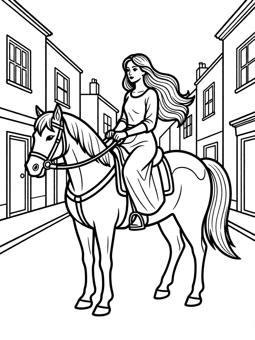 Lady Godiva riding through Coventry on horseback