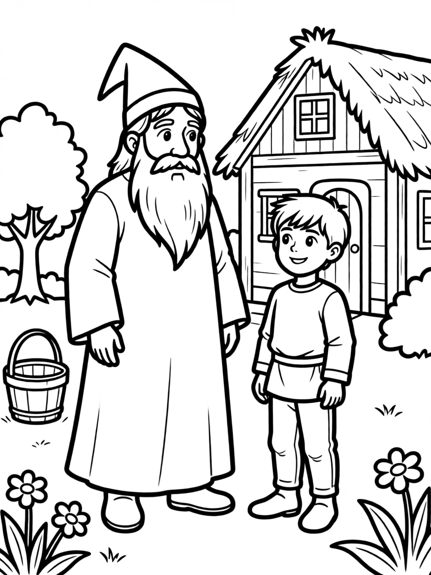 Merlin watching young Arthur grow up in humble surroundings